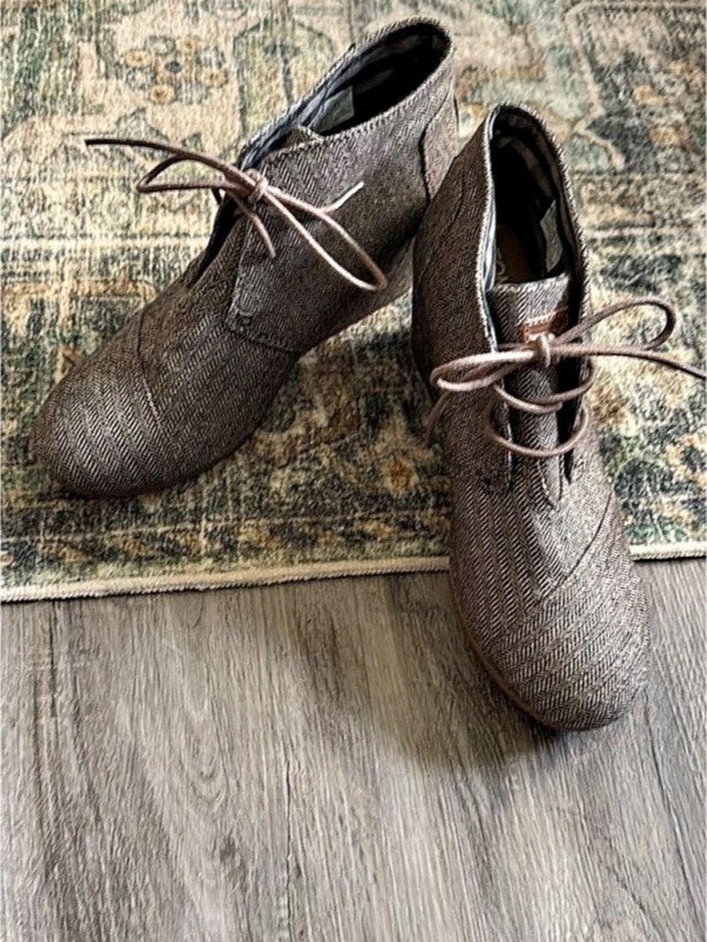 TOMS Desert Wedge Bootie Brown Lace-Up Shoes Size US 8